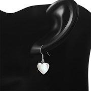 Mother of Pearl Heart Silver Earrings, e314